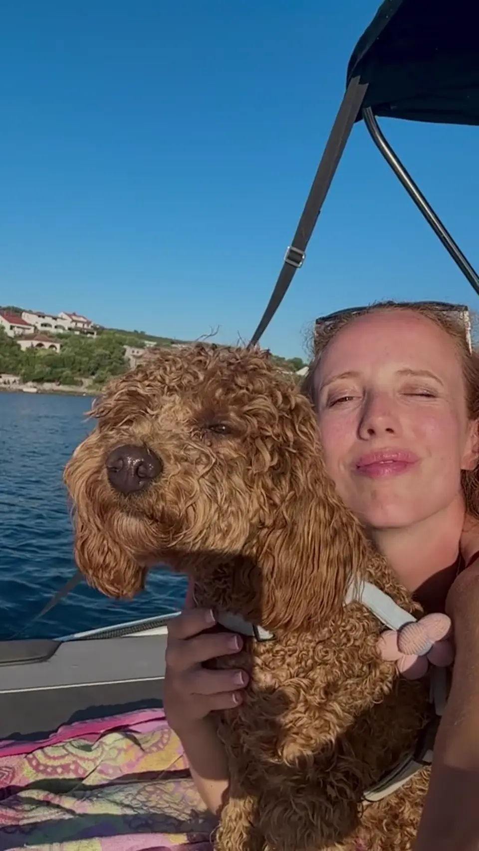 Anyone else’s pup love boat days as much as Anabelka? 🐾⛵️🌊 #Hvar #Croatia #BoatDay #DogOnABoat #TravelWithDogs #AdriaticSea